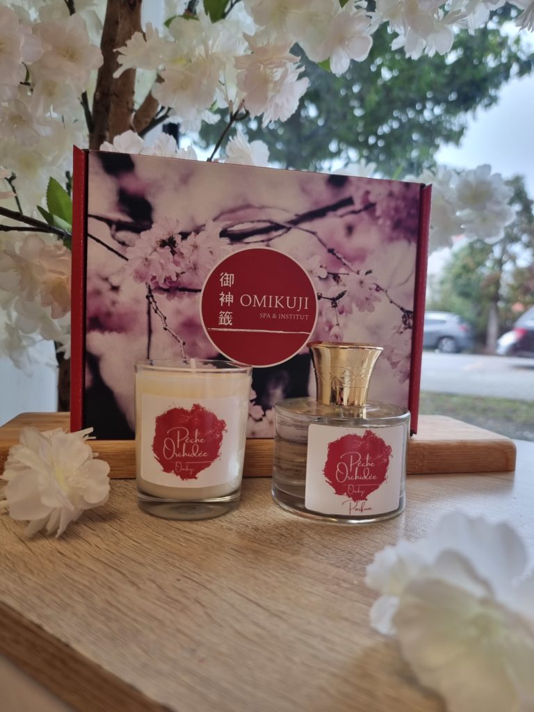 Coffret bougie et parfum peche